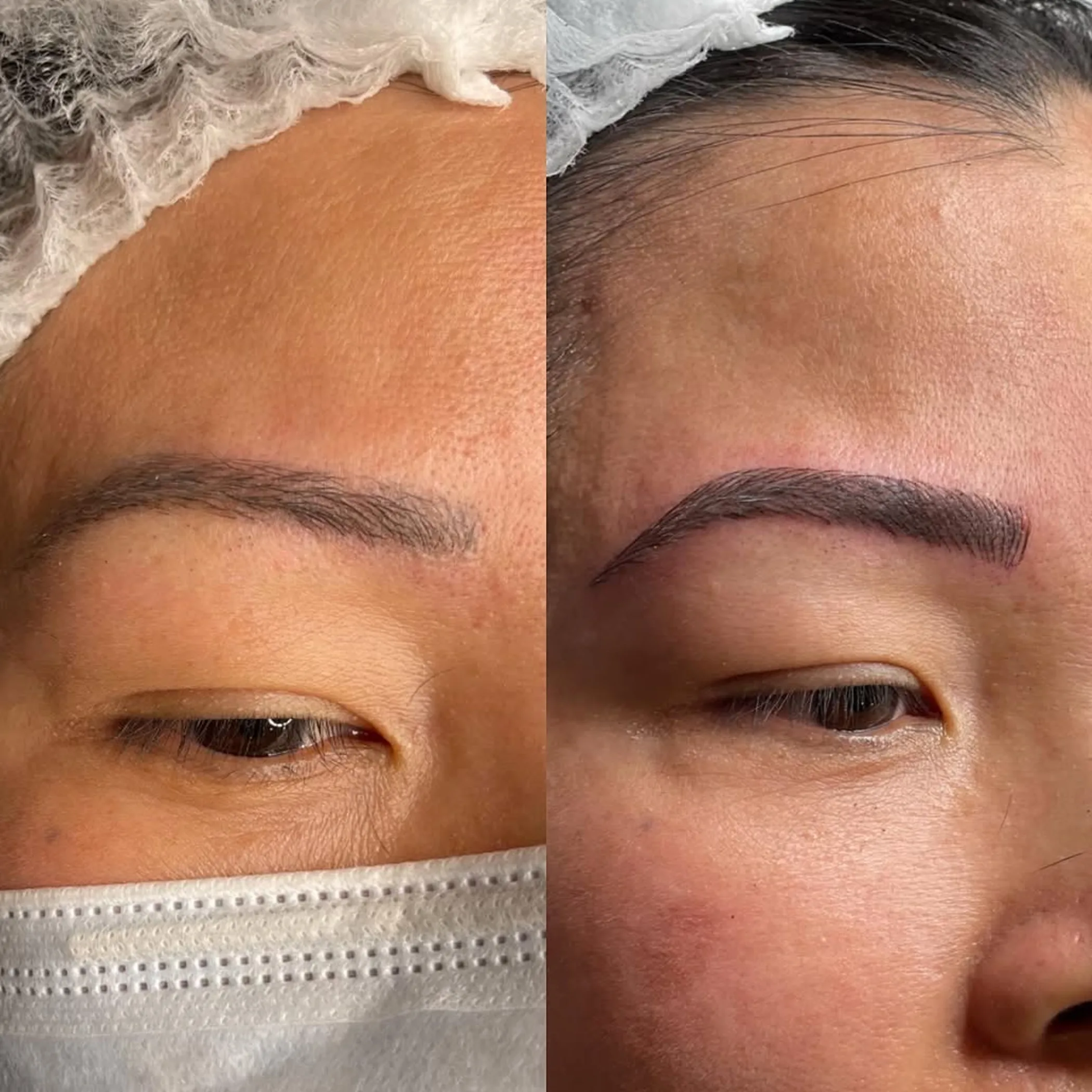 close-up of microbladed eyebrows