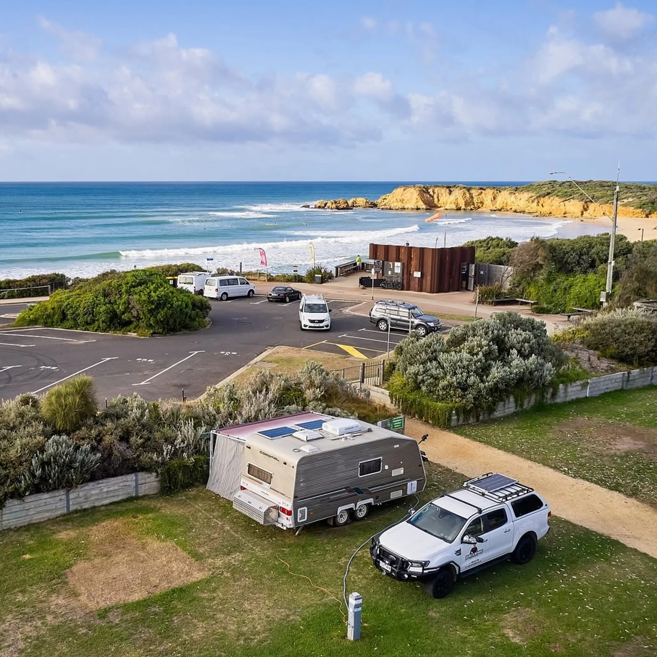 great ocean road coast with camping setup