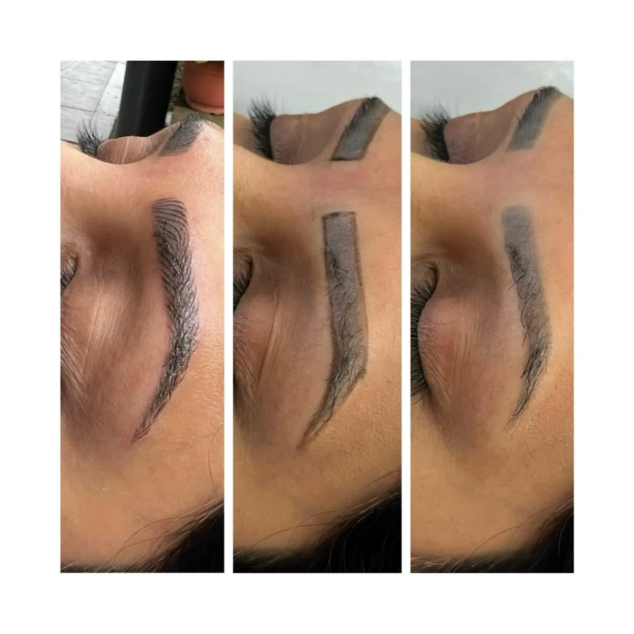 microblading process on eyebrow skin